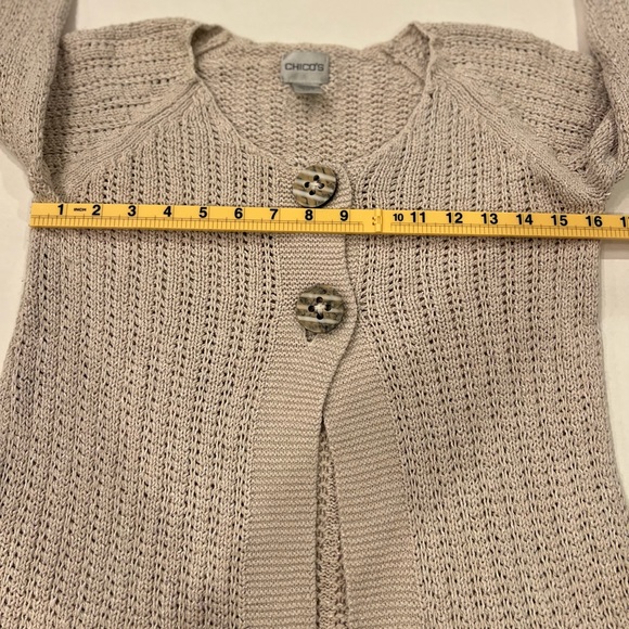 Chico’s Sweater Size Small silk blend two button open bottom cardigan Ivory - Picture 8 of 11